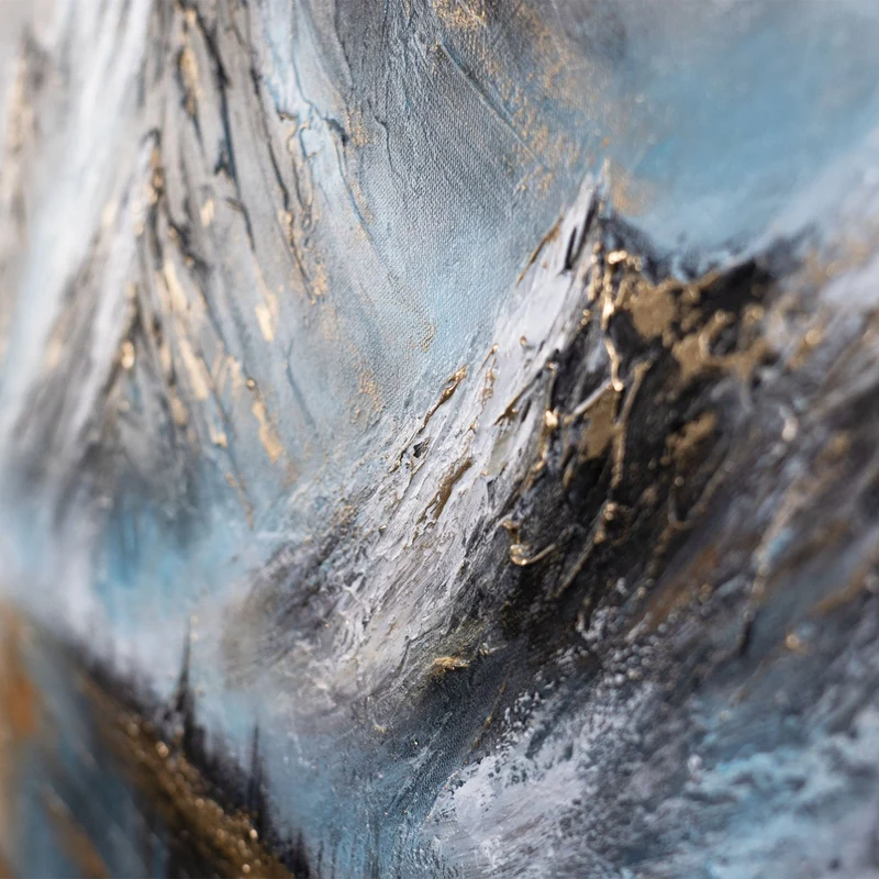 Handgemaltes Gemälde Berge mit Goldakzenten "Bergglühen" 115×50cm