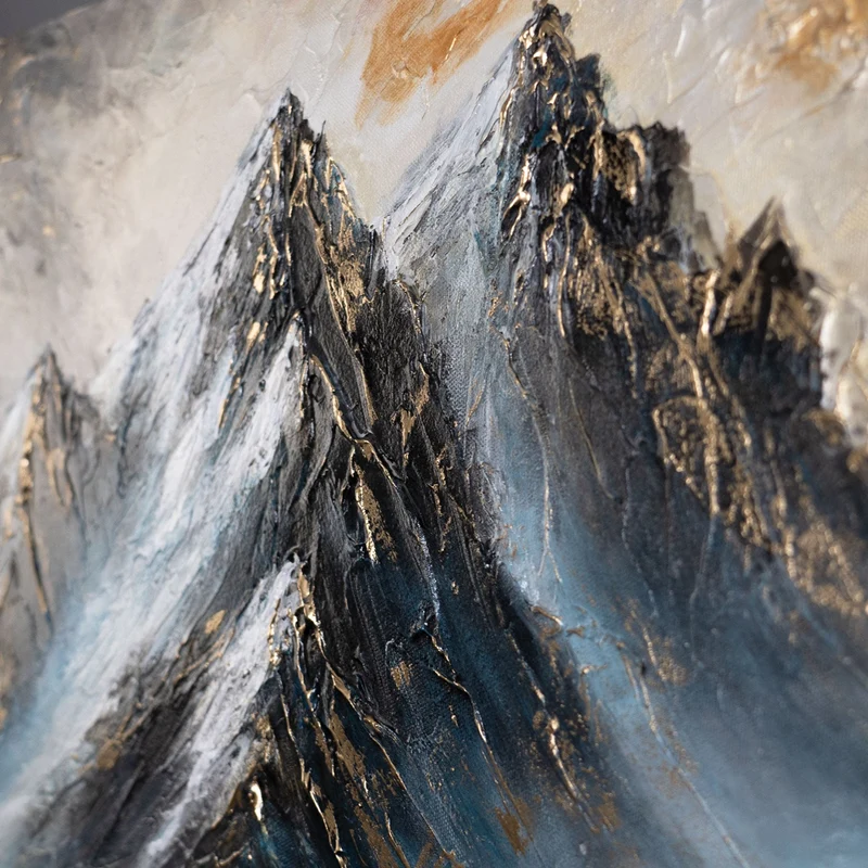 Handgemaltes Gemälde Berge mit Goldakzenten "Bergglühen" 115×50cm