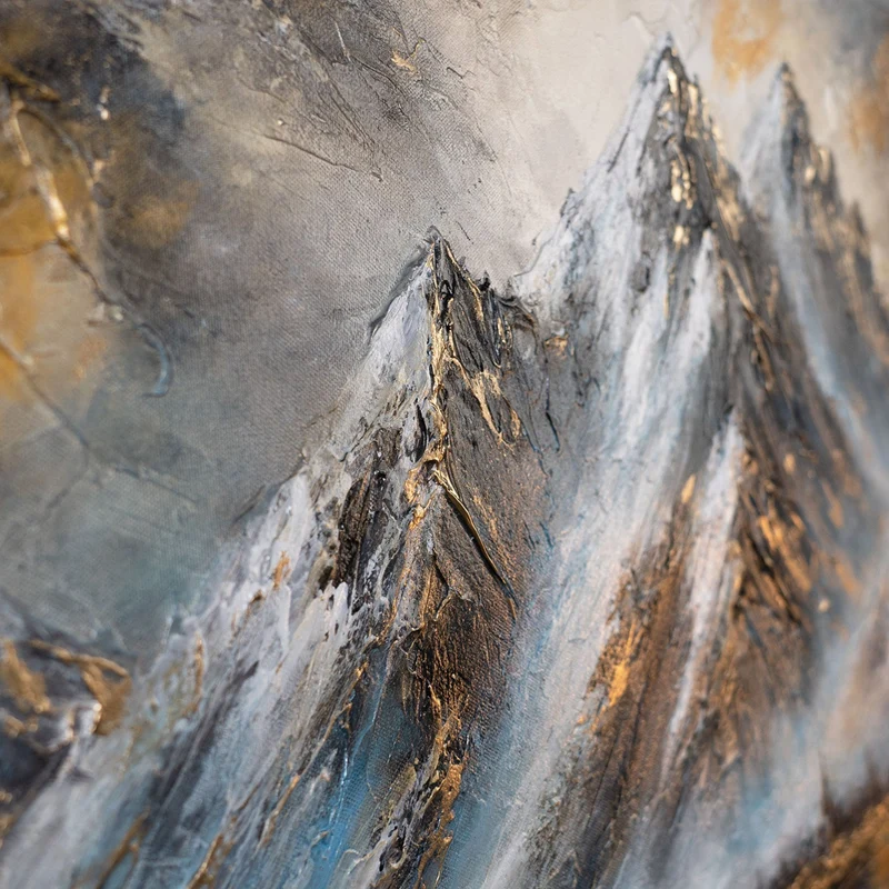 Handgemaltes Gemälde Berge mit Goldakzenten "Bergglühen" 115×50cm