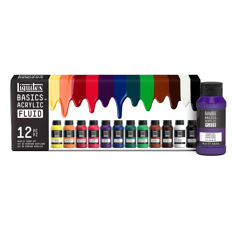 Liquitex Basics Fluid Acrylic Set 12 x 118ml