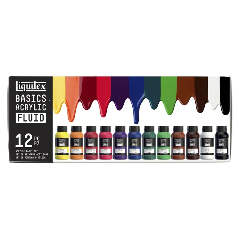 Liquitex Basics Fluid Acrylic Set 12 x 118ml