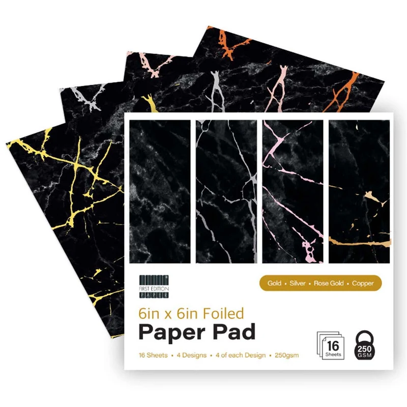 First Edition - 6in x 6in Foiled Paper Pad Black 250gsm