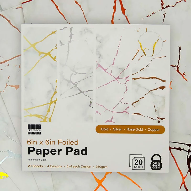 First Edition - 6in x 6in Foiled Paper Pad White 250gsm