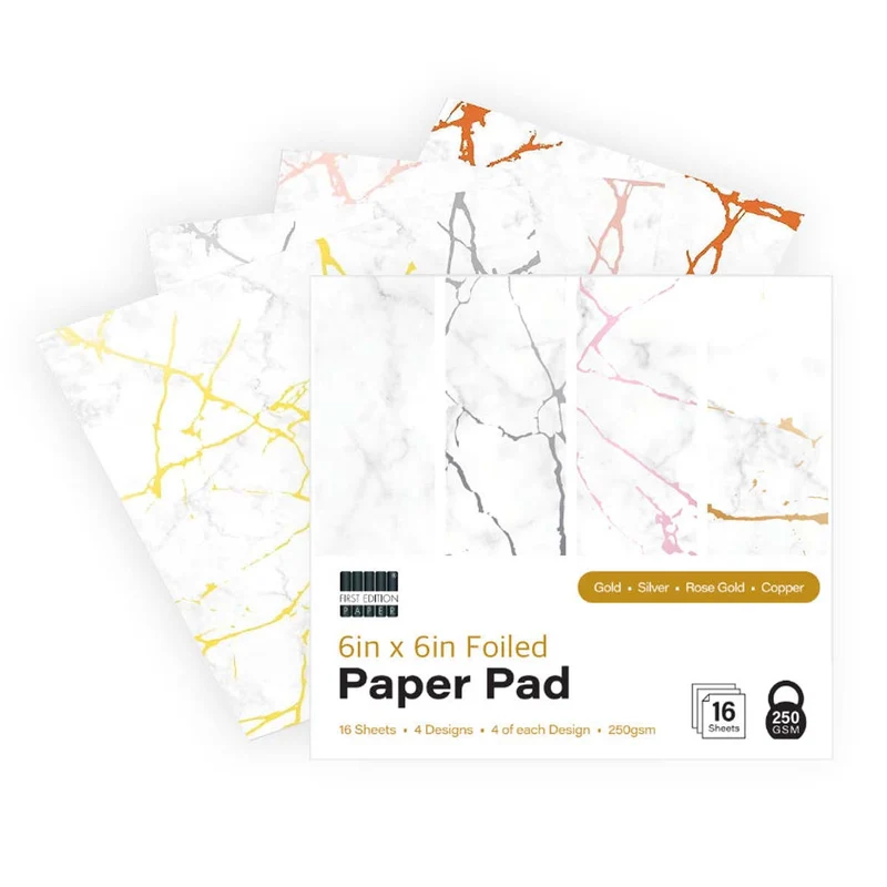 First Edition - 6in x 6in Foiled Paper Pad White 250gsm