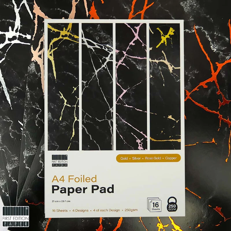 First Edition - A4 Foiled Paper Pad Black 250gsm