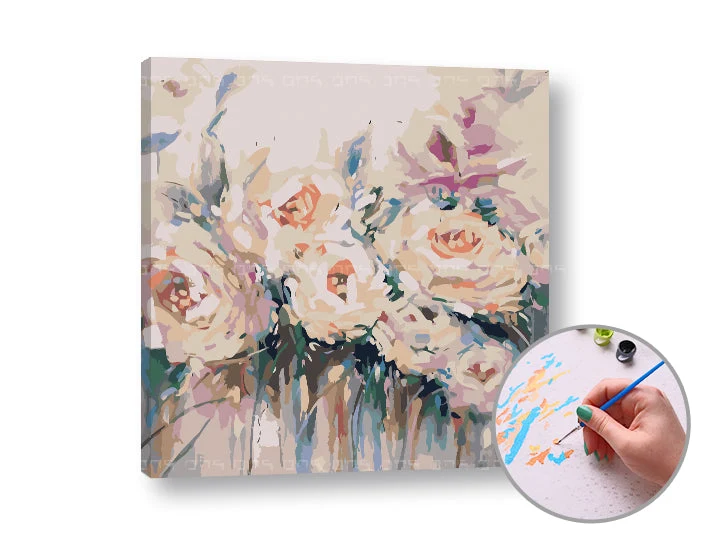 Paint by Numbers WHITE FLOWERS | Medium Difficulty