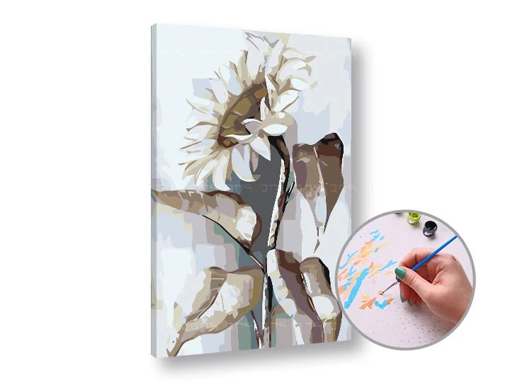 Paint by Numbers WHITE SUNFLOWER – Low Difficulty