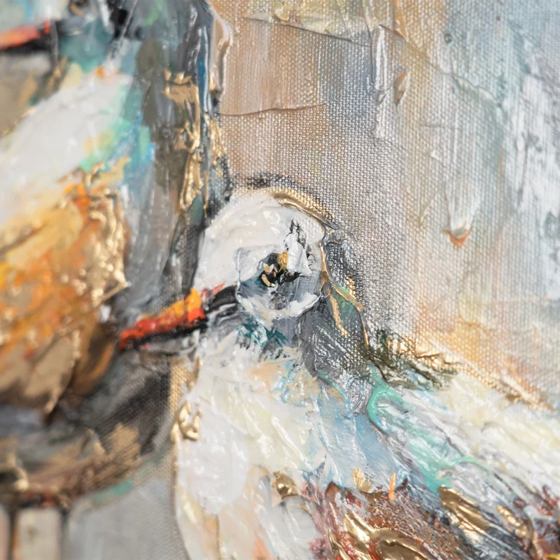 Abstrakte Wandbilder mit Rahmen – Handgemalte Acrylmalerei auf Leinwand "Harmonien der Küste"