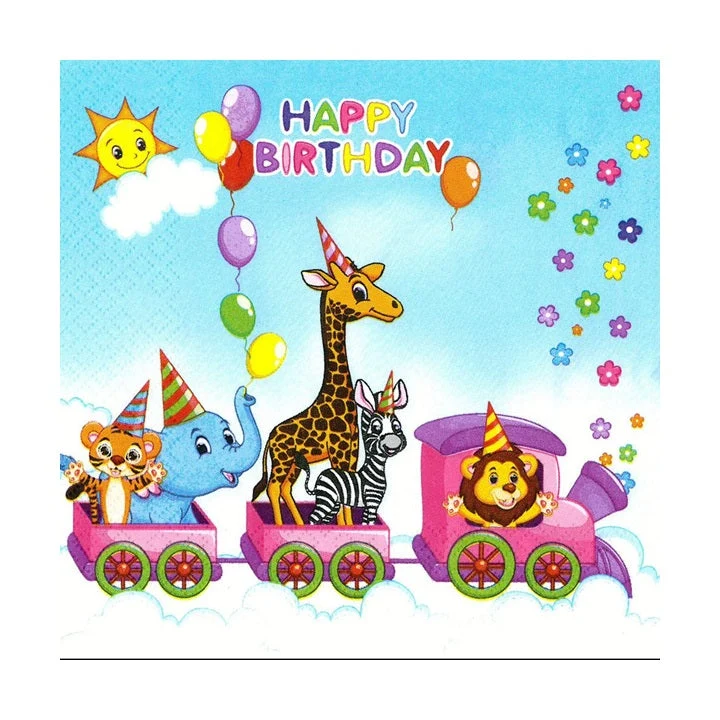 Decoupage Napkins - Birthday Train - 1 pc