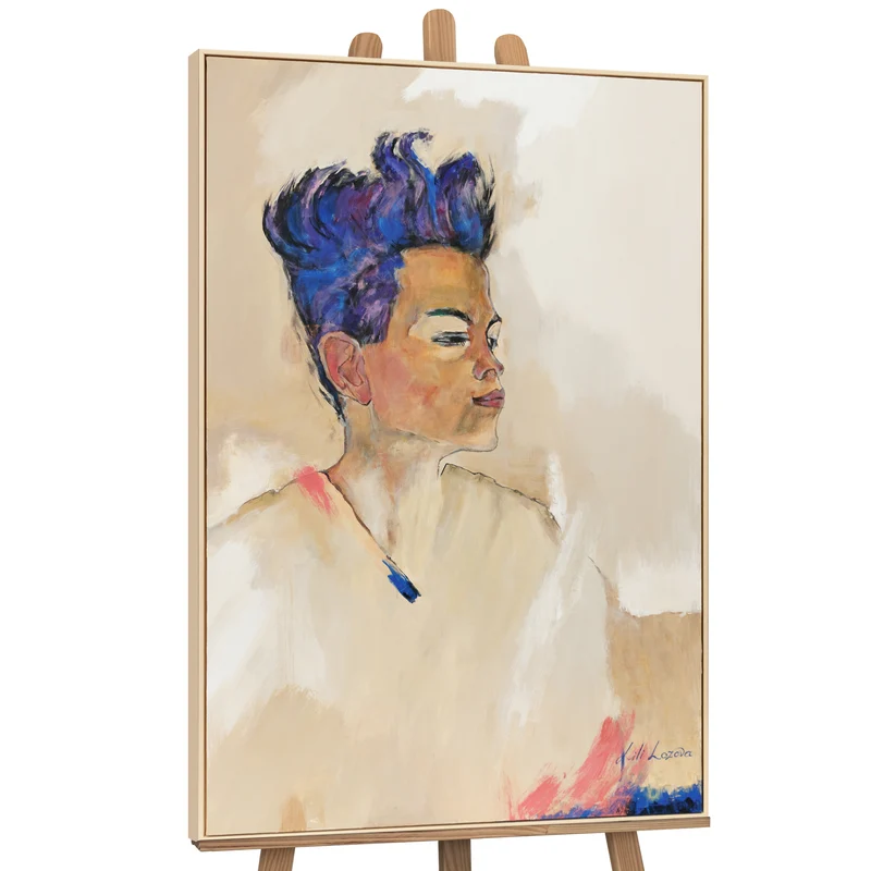 Handgemalte Portrait Kunst – Modernes Leinwandbild "Schiele" gerahmt