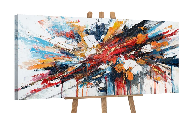 Moderne Kunst für Wohnzimmer – Buntes Acrylbild "Fluss der Energie" 115x50cm