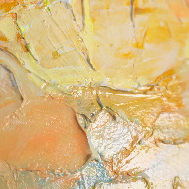 Abstrakte Acrylmalerei mit Rahmen – Moderne Wanddeko "Stadt am Meer"