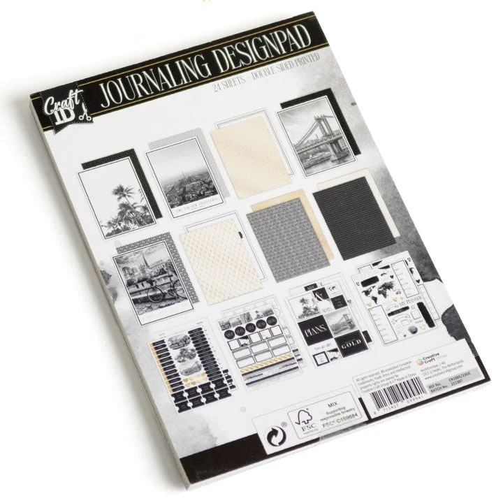 Scrapbooking Paper Pad, A5, 24 Sheets, Black