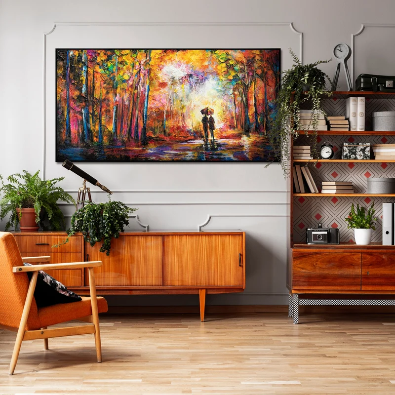 Gerahmtes Acrylbild "Romance" – Handgemalte Herbstkunst