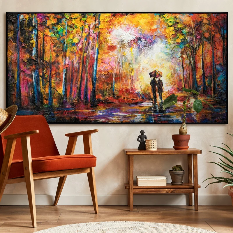 Gerahmtes Acrylbild "Romance" – Handgemalte Herbstkunst