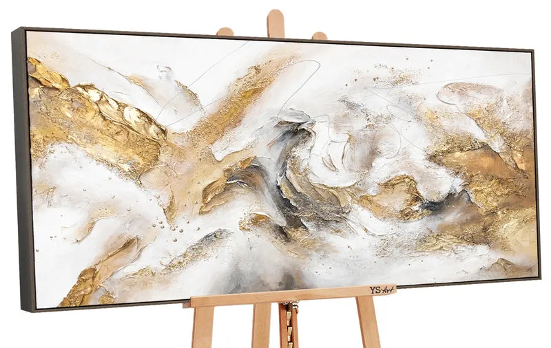 Gemälde handgemalt mit Rahmen „Konsonanz“ – Abstrakte Kunst mit Gold