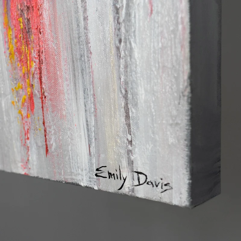 Moderne abstrakte Acrylbilder auf Leinwand "Bunte Schirme" 115×50cm