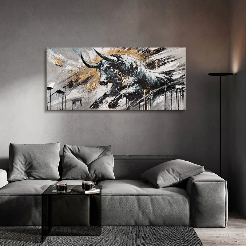 Moderne Acrylmalerei für Wohnzimmer "Die Kraft des Geistes" 115x50cm