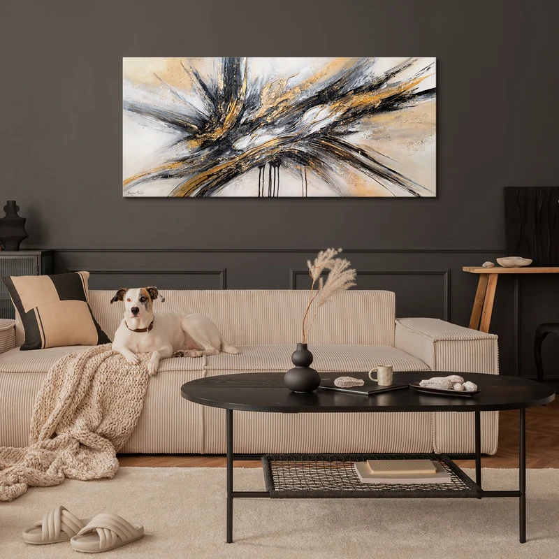 Acrylbild auf Leinwand abstraktes bild malen "Fluss der Kraft" 115x50cm