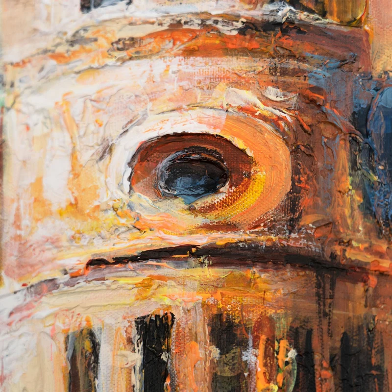 Moderne Acrylbild mit Rahmen – Handgemalte Kunst auf Leinwand "Raum und Rhythmus"