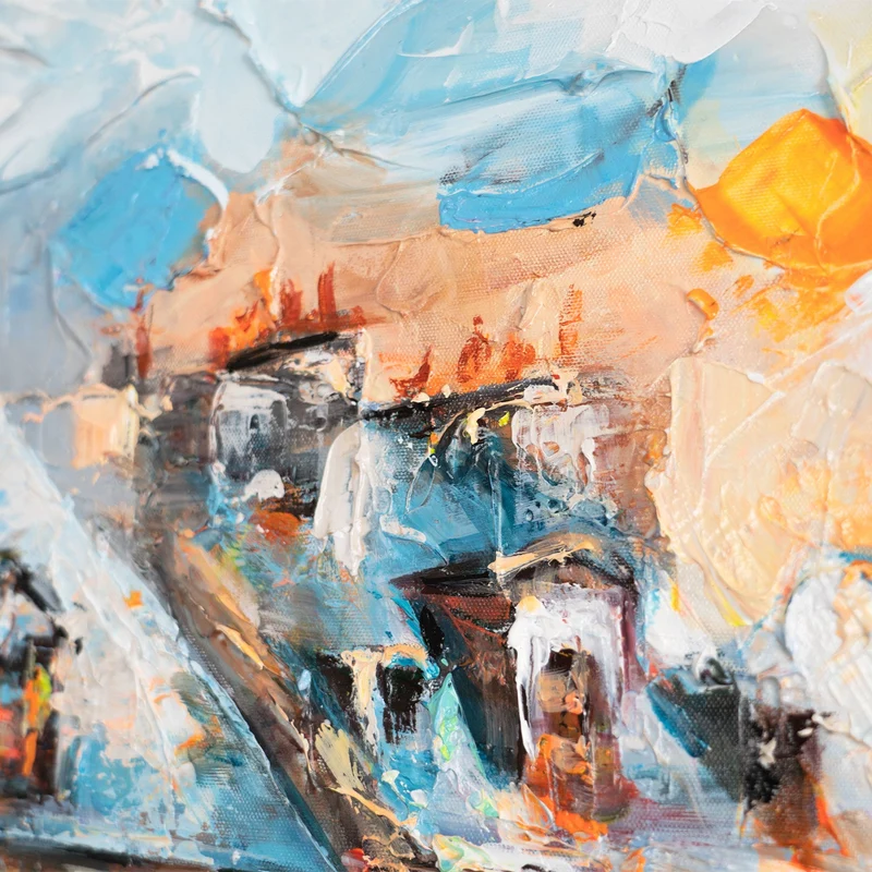 Gemälde Paris auf Leinwand – Abstrakte Kunst mit Rahmen "Die Gemütlichkeit von Paris"
