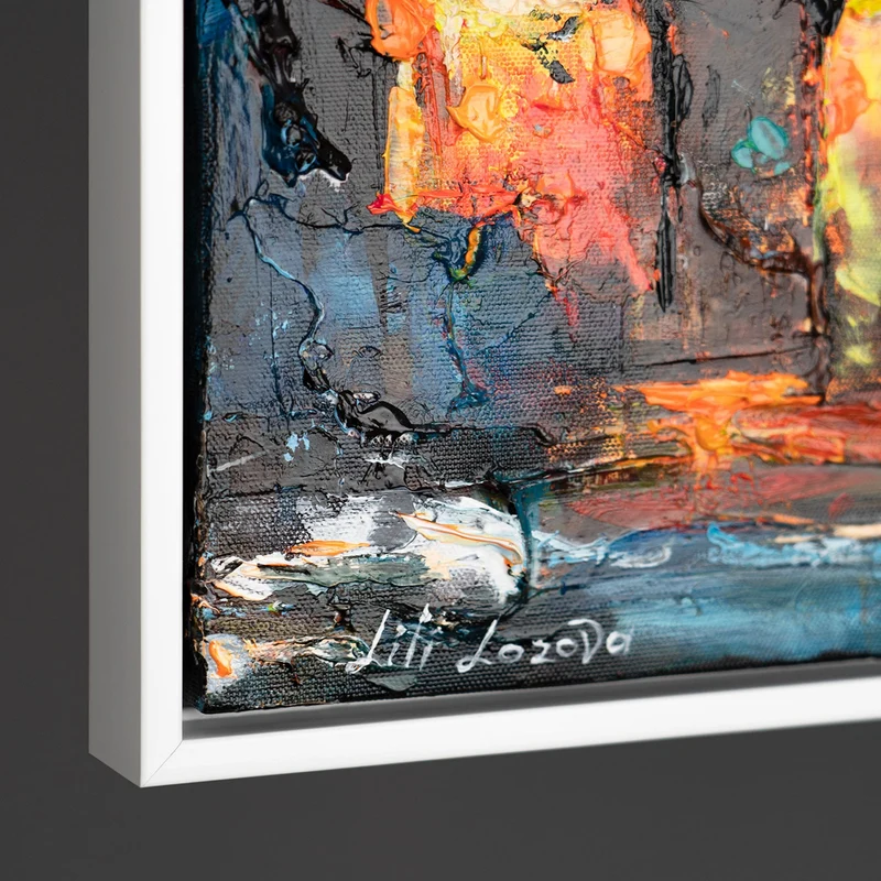 Gemälde Paris auf Leinwand – Abstrakte Kunst mit Rahmen "Die Gemütlichkeit von Paris"