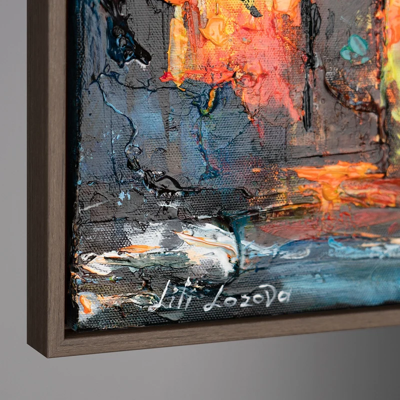 Gemälde Paris auf Leinwand – Abstrakte Kunst mit Rahmen "Die Gemütlichkeit von Paris"
