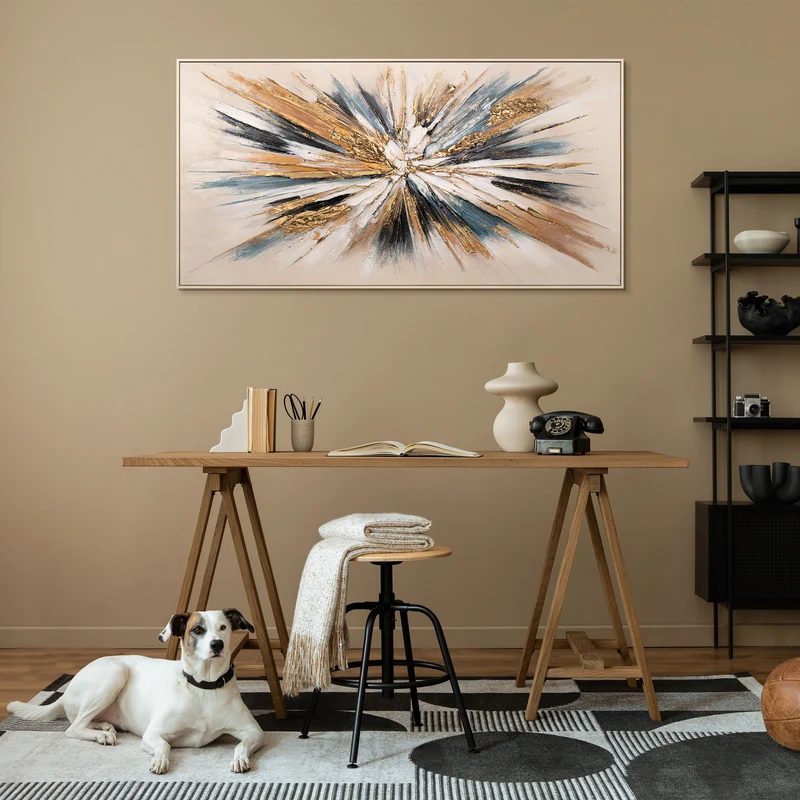 Abstrakte Acrylbilder mit Rahmen - Handgemaltes Leinwandbild modern "Impuls"