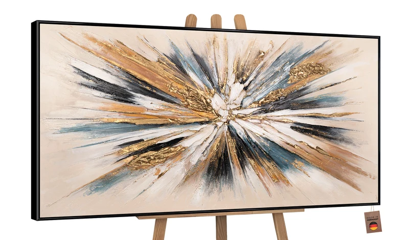 Abstrakte Acrylbilder mit Rahmen - Handgemaltes Leinwandbild modern "Impuls"