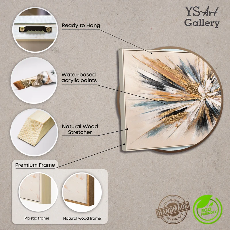 Abstrakte Acrylbilder mit Rahmen - Handgemaltes Leinwandbild modern "Impuls"