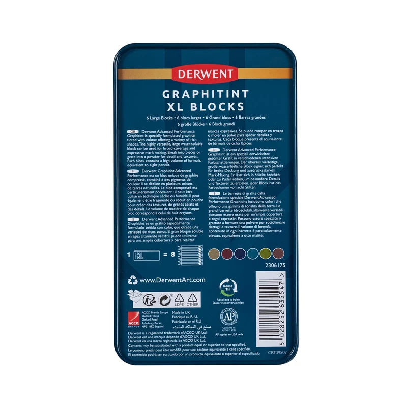 Derwent - Graphitint XL Blocks - 6 Tin