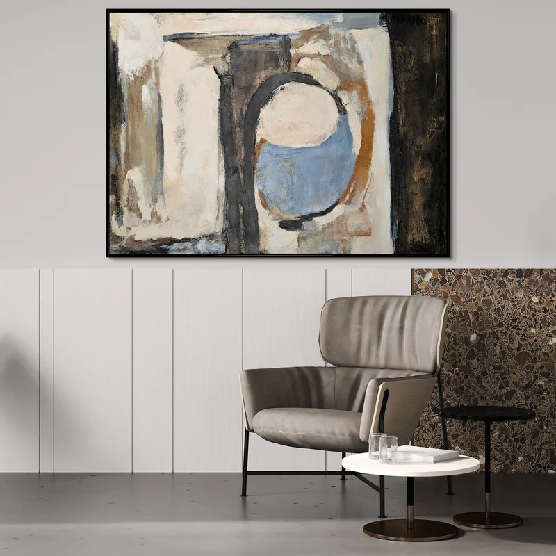 Moderne abstrakte Kunst "Geometrische Farben" Acrylbild auf Leinwand mit Rahmen