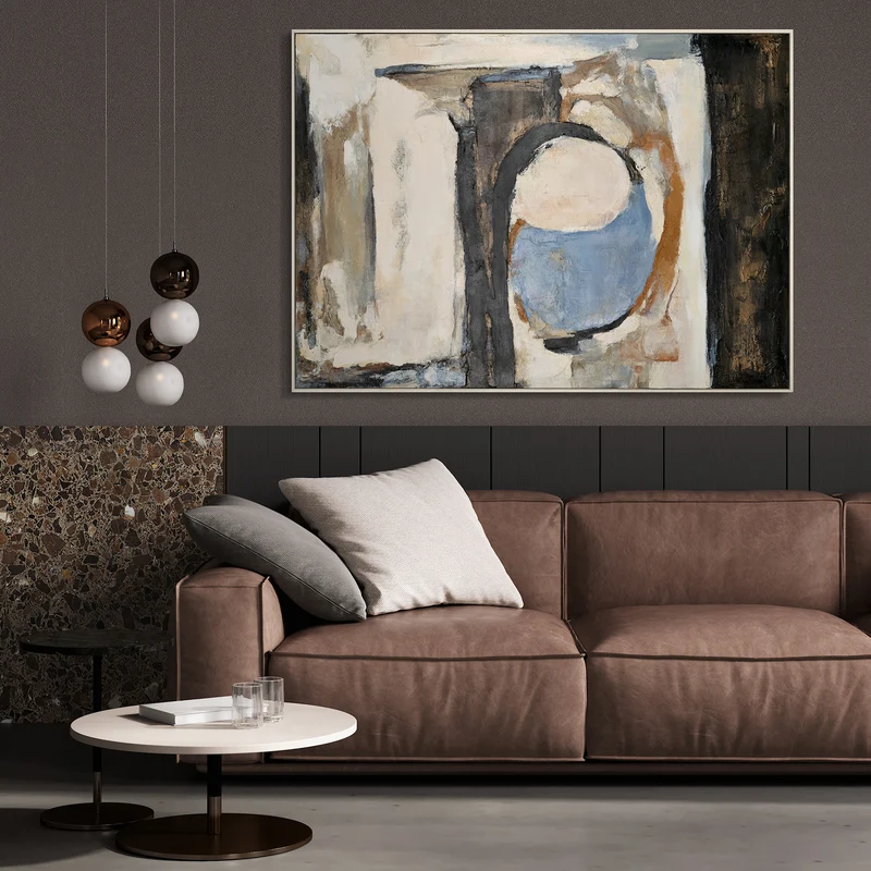 Moderne abstrakte Kunst "Geometrische Farben" Acrylbild auf Leinwand mit Rahmen
