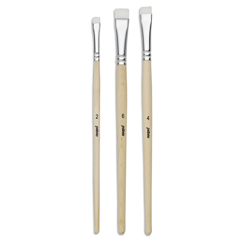Pebeo - Set of 3 Glue & Paste Brushes Flat White Nylon