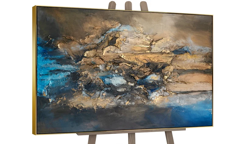 Modern Abstrakte Kunst Bilder mit Rahmen "Elegante Abstraktion" Große Bilder fürs Wohnzimmer