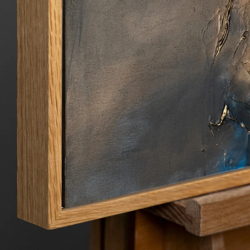 Modern Abstrakte Kunst mit Rahmen "Elegante Abstraktion" Handgemaltes Gemälde mit Goldakzenten