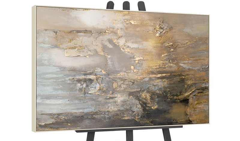 Abstrakte Kunst "Goldene Horizonte" Handgemalte Bilder auf Leinwand mit Rahmen