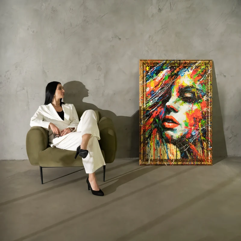 Handgemalte Bilder auf Leinwand mit Rahmen "Die Farben der Passion"