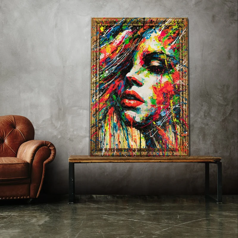 Handgemalte Bilder auf Leinwand mit Rahmen "Die Farben der Passion"