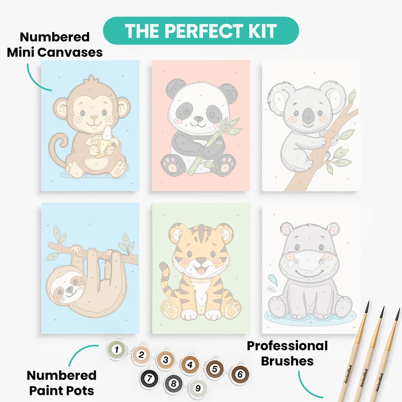 Baby Jungle Friends - Mini Paint by Numbers Set