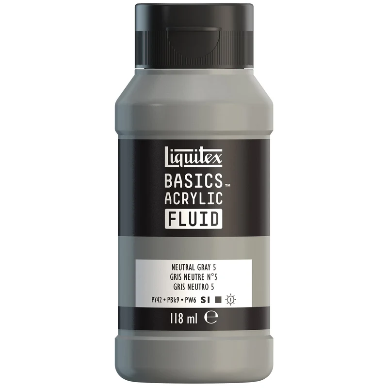 Liquitex Basics Fluid Acrylic 118ml - Neutral Gray 5 S1