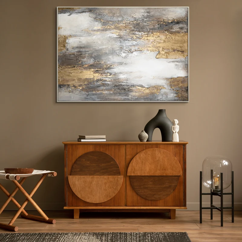 Abstrakt Bilder mit Rahmen "Sanfter Zeitfluss" Moderne Kunst auf Leinwand