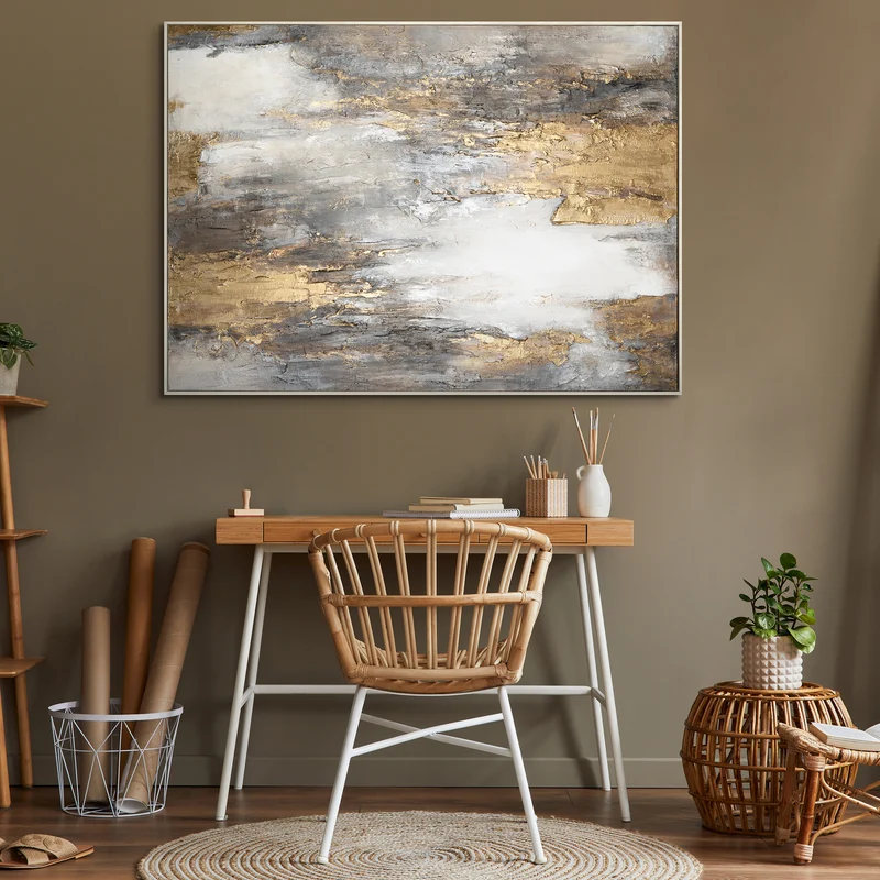 Abstrakt Bilder mit Rahmen "Sanfter Zeitfluss" Moderne Kunst auf Leinwand