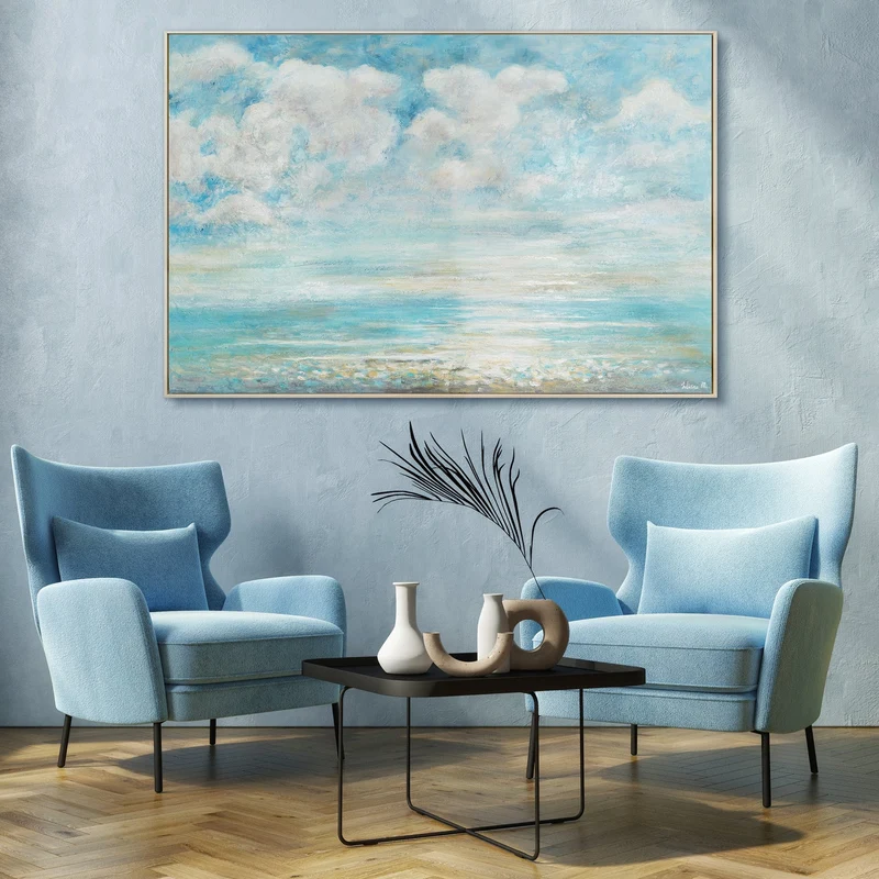 Acryl Malerei "Sommerliche Abkühlung" mit Rahmen Bilder Wohnzimmer