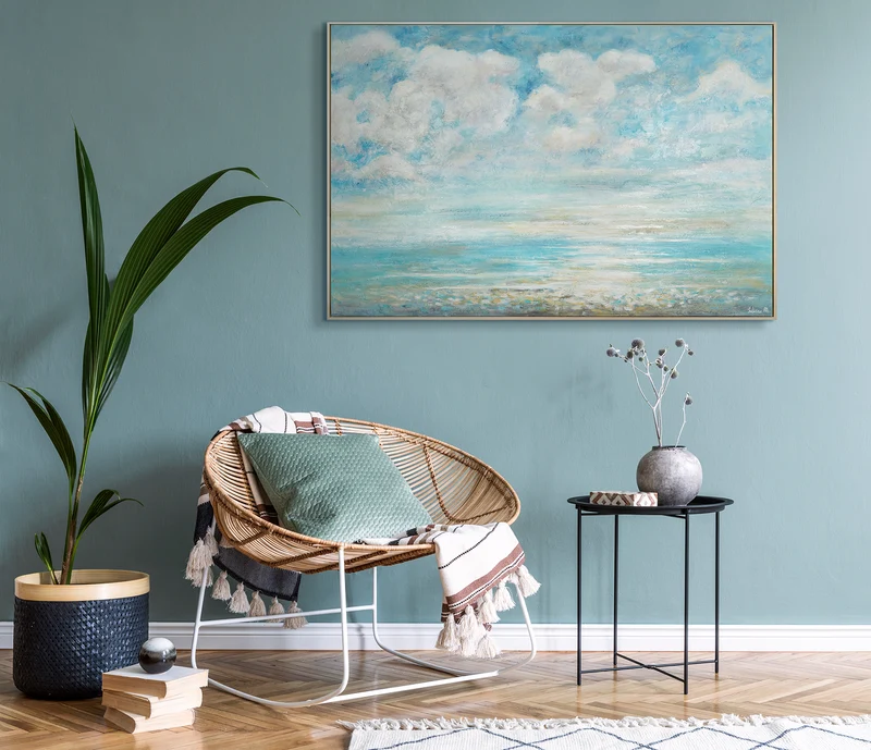 Acryl Malerei "Sommerliche Abkühlung" mit Rahmen Bilder Wohnzimmer