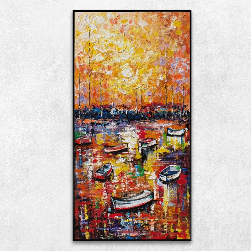 Moderne Schlafzimmer Bilder "Hafen" mit Rahmen Abstrakt