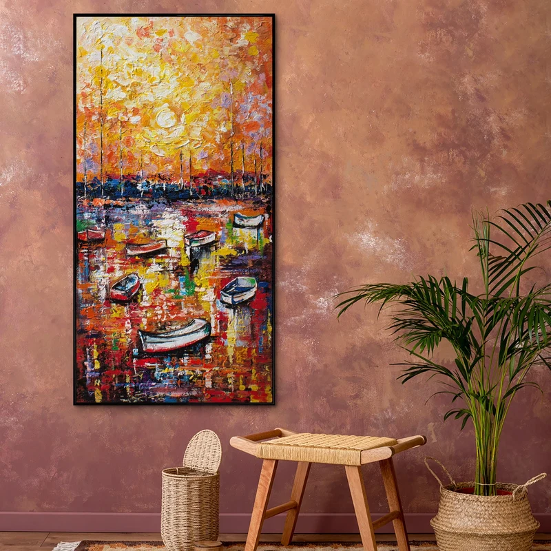 Moderne Schlafzimmer Bilder "Hafen" mit Rahmen Abstrakt