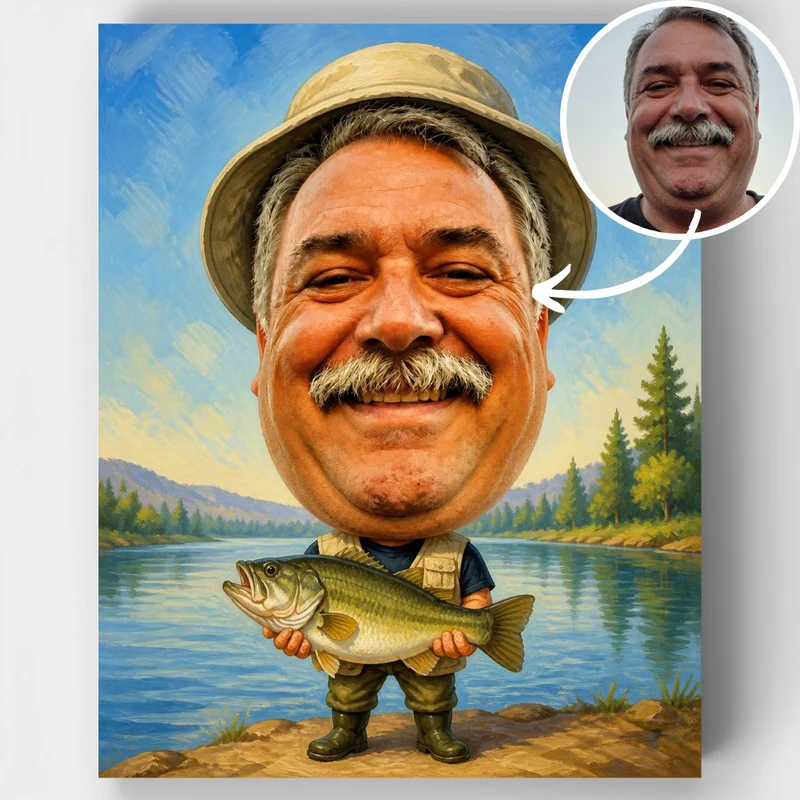 Big Catch Fisherman Bobblehead - Custom Paint by Numbers Kit