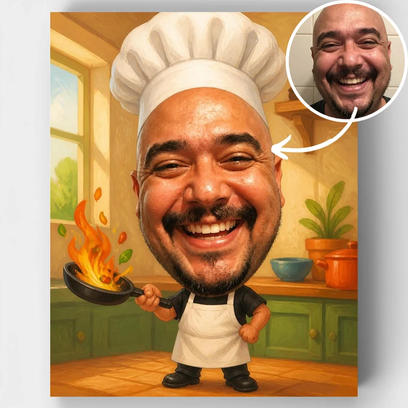 Flambé Chef Bobblehead - Custom Paint by Numbers Kit