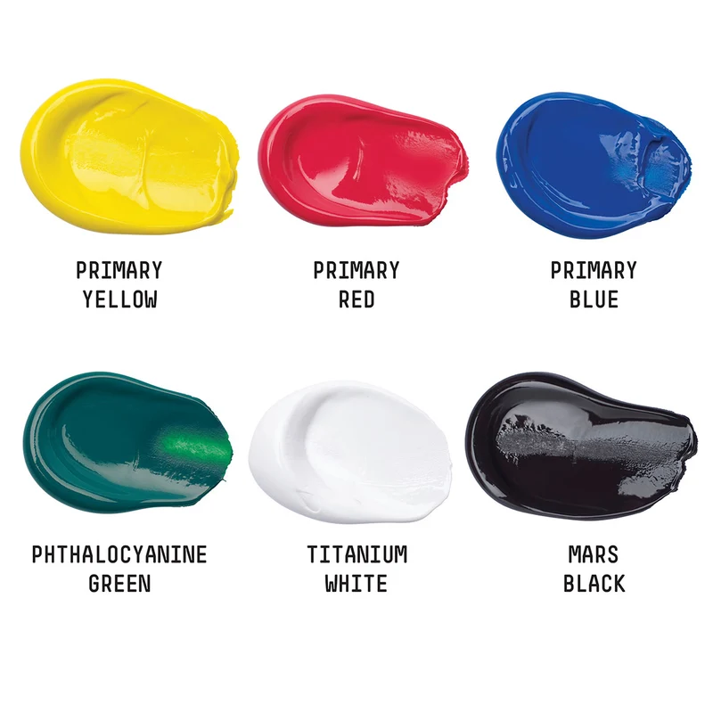 Liquitex - Basics Acrylic Primary Colour Paint Set - 6x118ml